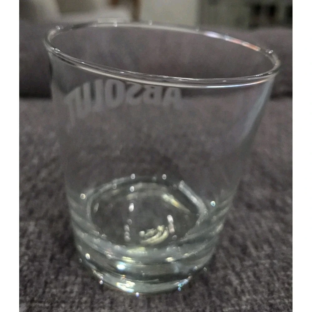 Absolut Vodka Rocks‎ Glass Frosted Logo Clear Lowball Tumbler Barware